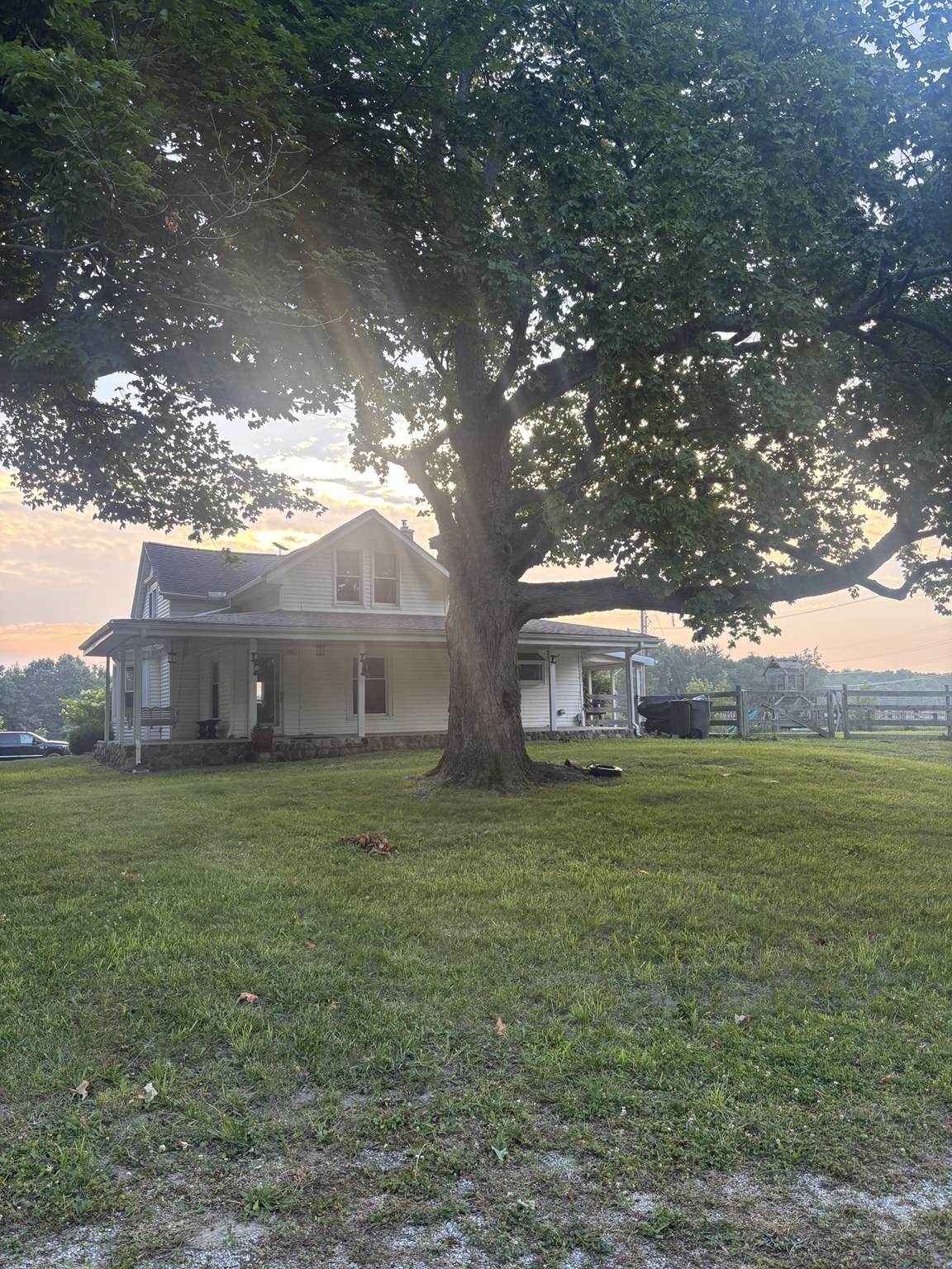Tree-lined farm property